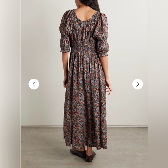 DÔEN Ischia shirred floral-print organic cotton-voile midi dress - Picture 5 of 10